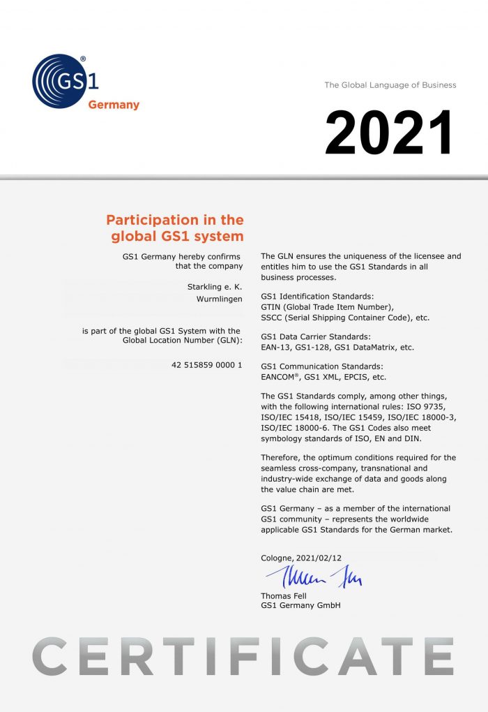 Certificate GLN 2021 D360002