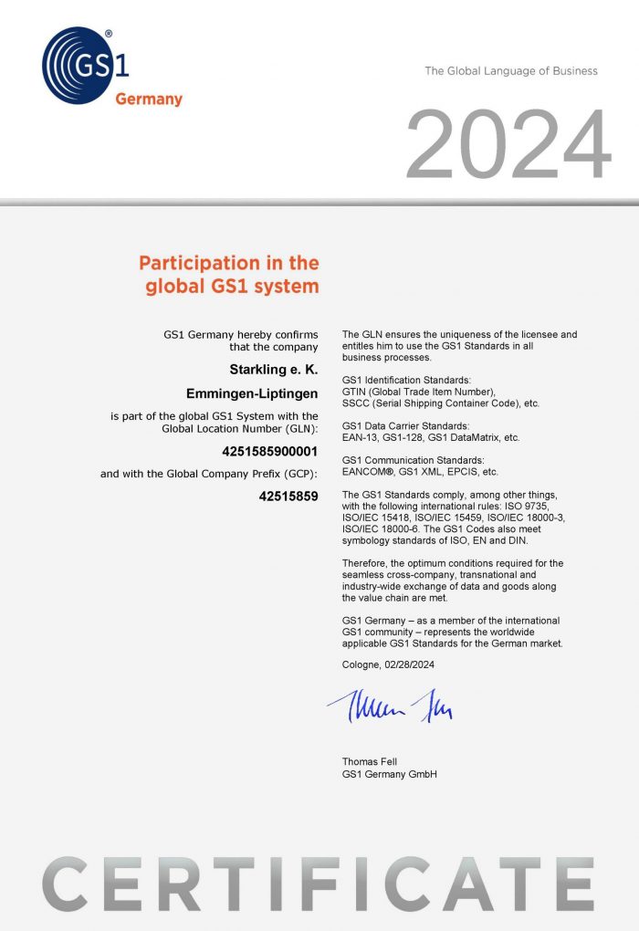 GS1 Germany - GS1 certificate